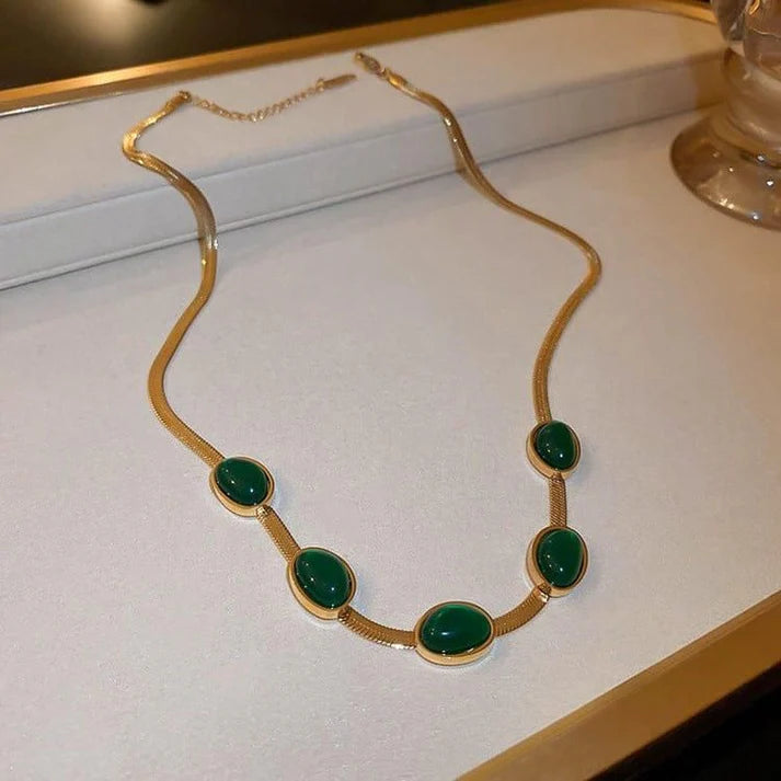 Emerald Luxe Oval Crystal Jewelry Set