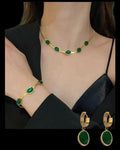 Emerald Luxe Oval Crystal Jewelry Set